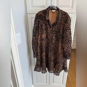 Tuckernuck Leopard Print Long Sleeve Dress in Brown and Black